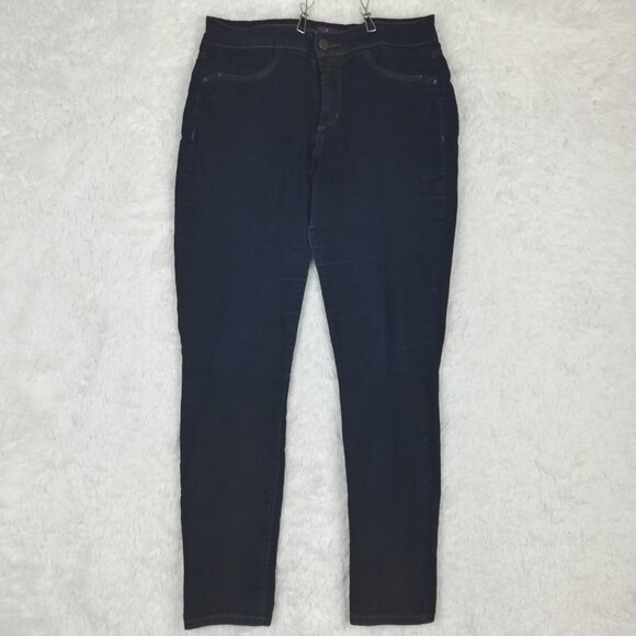 NYDJ Womens Jeans Jeggings Blue Denim Dark Wash Mid Rise Stretch 8 - Picture 1 of 15